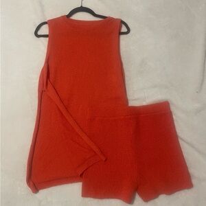 Vibrant Orange Knit 2 Piece Set